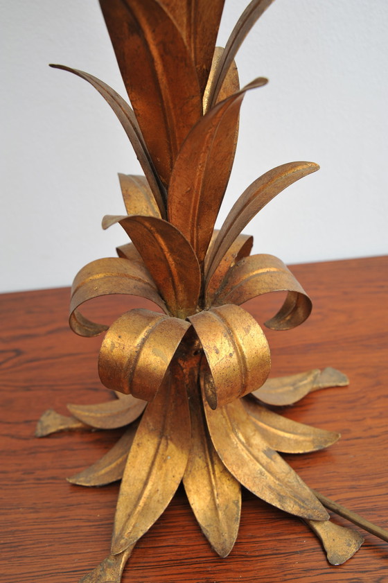 Image 1 of Gilded table lamp made of palm wood By Hans Kögl 1970