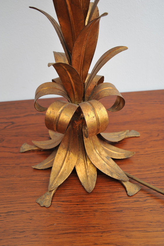 Image 1 of Gilded table lamp made of palm wood By Hans Kögl 1970