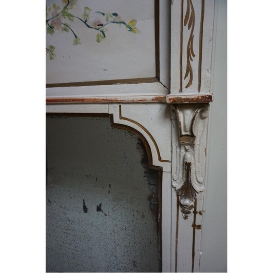 Image 1 of Italian vintage hand-painted console table with mirror in floral painting, 1920s