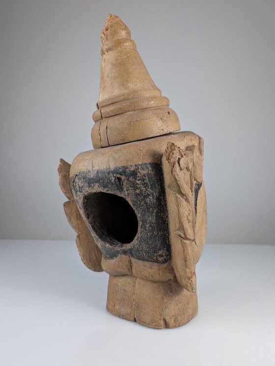 Image 1 of Wooden Puppet Head With Mouth-Opening Mechanism Burma