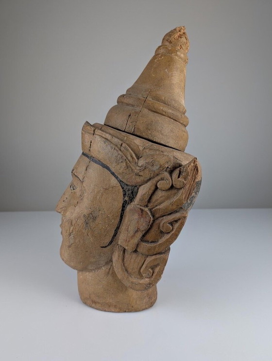 Image 1 of Wooden Puppet Head With Mouth-Opening Mechanism Burma