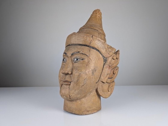 Image 1 of Wooden Puppet Head With Mouth-Opening Mechanism Burma