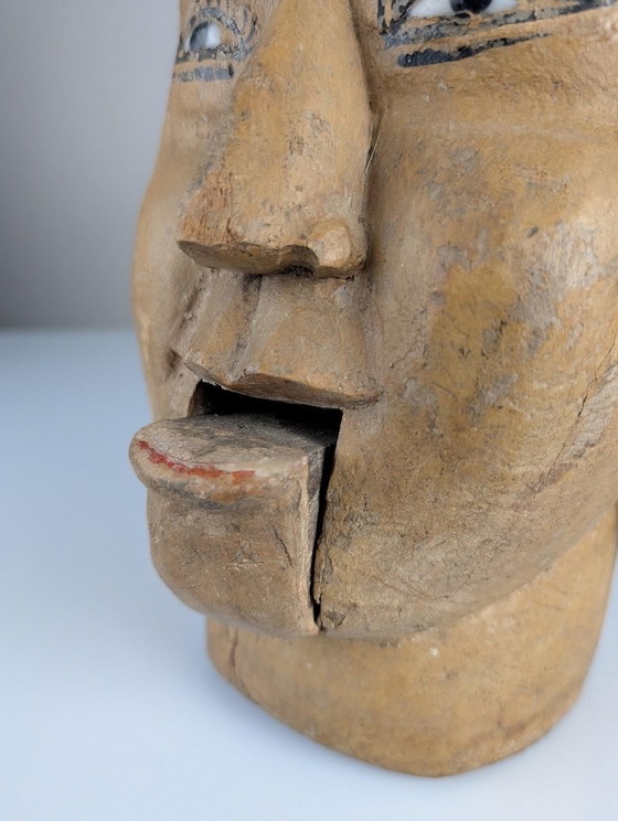 Image 1 of Wooden Puppet Head With Mouth-Opening Mechanism Burma