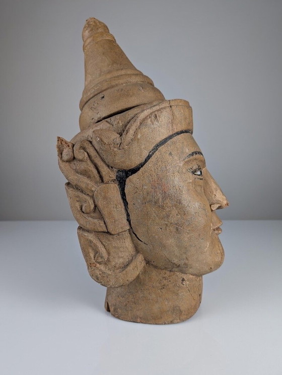 Image 1 of Wooden Puppet Head With Mouth-Opening Mechanism Burma