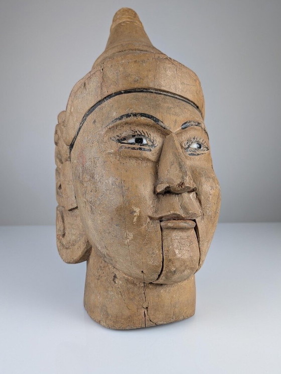 Image 1 of Wooden Puppet Head With Mouth-Opening Mechanism Burma