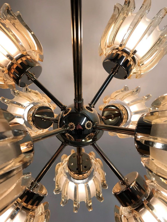 Image 1 of Massive Glass Tulip Sputnik Chandelier