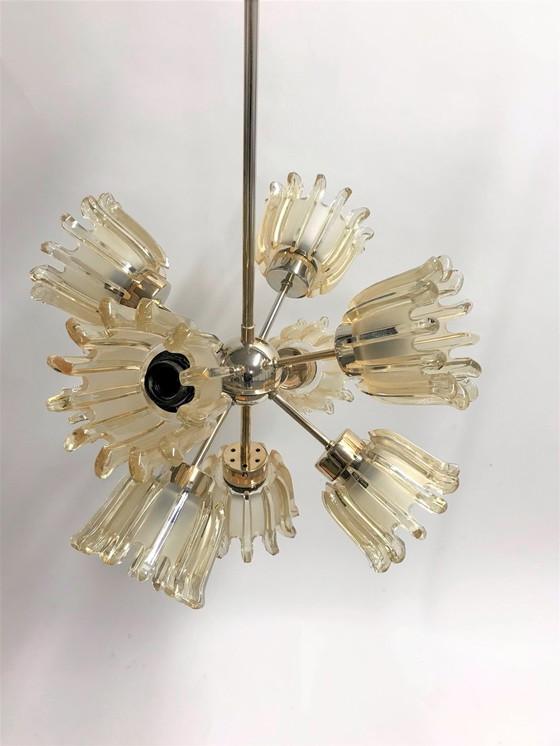 Image 1 of Massive Glass Tulip Sputnik Chandelier