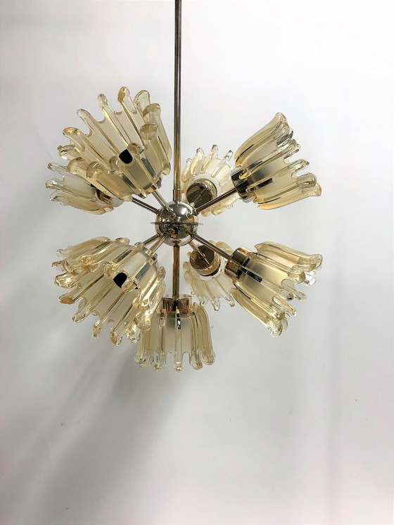 Image 1 of Massive Glass Tulip Sputnik Chandelier