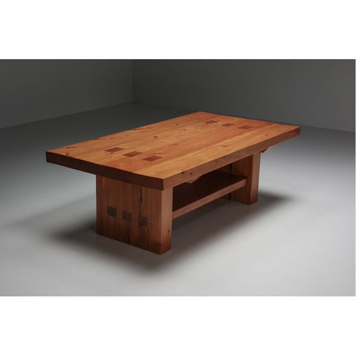 Vintage dining table in solid elmwood, 1960s