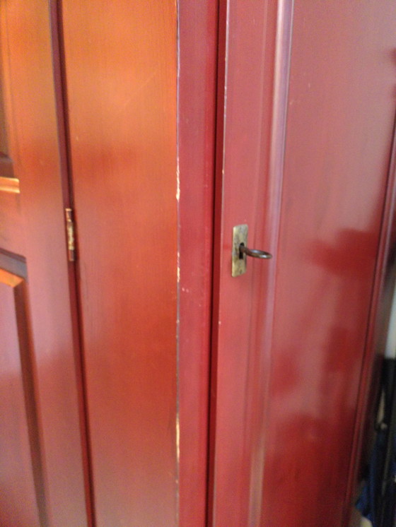 Image 1 of Vintage Linen Cabinet Red