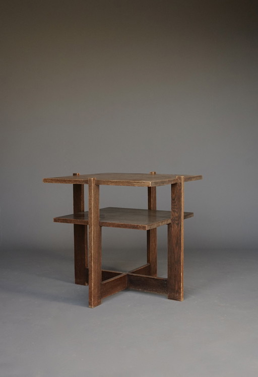 Modernist Dutch Hague School Oak Side Table, 1930S