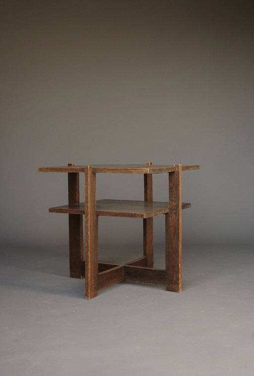 Modernist Dutch Hague School Oak Side Table, 1930S