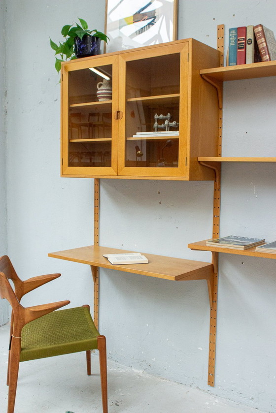 Image 1 of Hg Furniture shelving system wall shelf oak vintage
