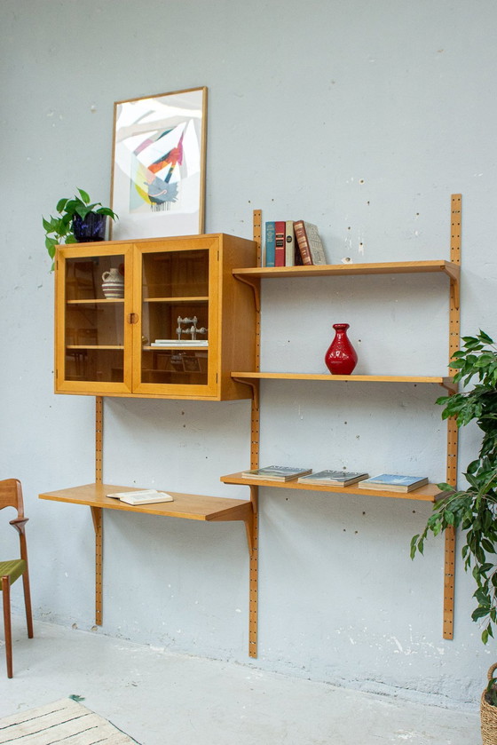 Image 1 of Hg Furniture shelving system wall shelf oak vintage
