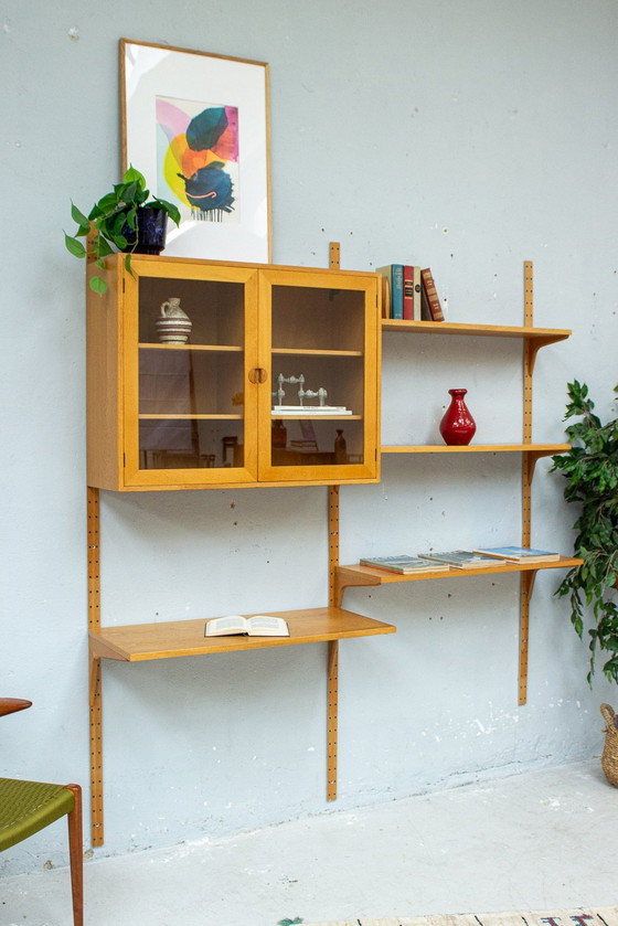 Image 1 of Hg Furniture shelving system wall shelf oak vintage