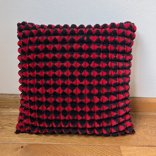 Vintage Cushion Space Age Red Black