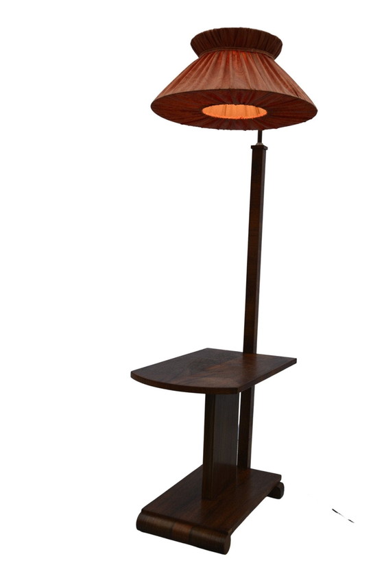 Image 1 of Art deco floor lamp with table from the 1930s