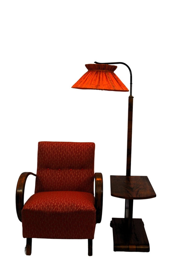 Image 1 of Art deco floor lamp with table from the 1930s