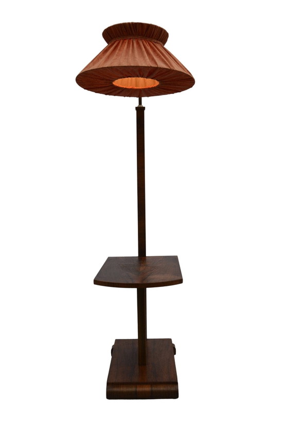 Image 1 of Art deco floor lamp with table from the 1930s