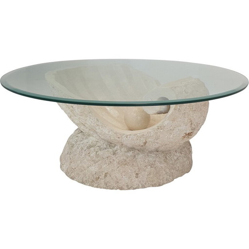 Vintage Mactan stone shell coffee table by Magnussen Ponte, 1980s