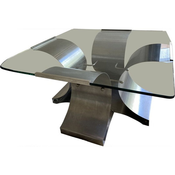 Image 1 of Vintage chrome and glass coffee table by François Monnet for Kappa, 1970