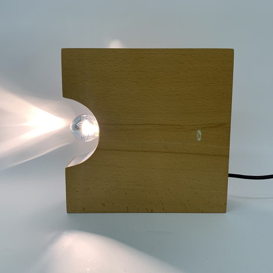 Image 1 of Solid Wood Block Table Lamp Mid-century Design - 1970s