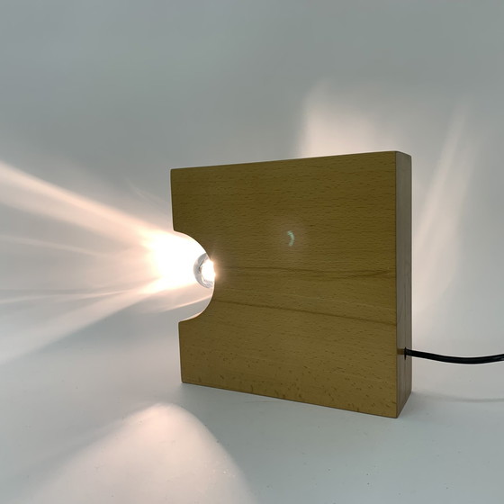 Image 1 of Solid Wood Block Table Lamp Mid-century Design - 1970s