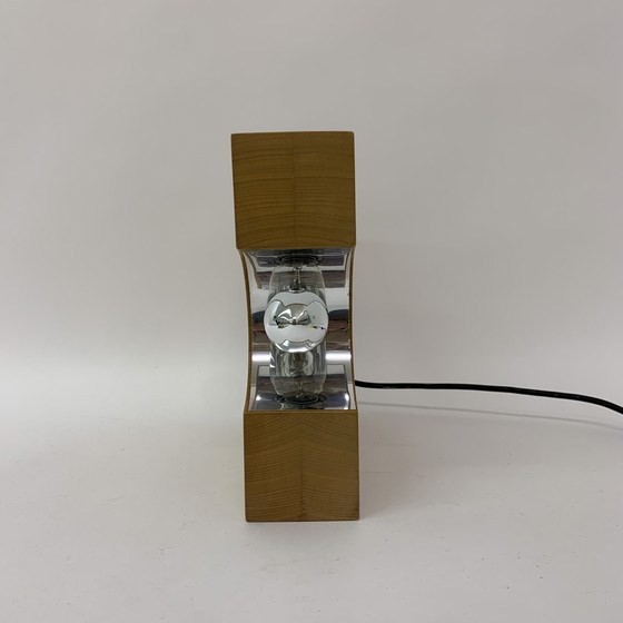 Image 1 of Solid Wood Block Table Lamp Mid-century Design - 1970s