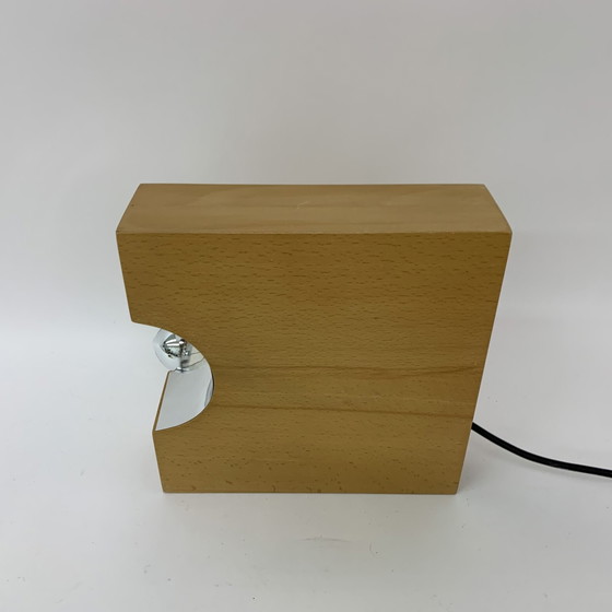 Image 1 of Solid Wood Block Table Lamp Mid-century Design - 1970s