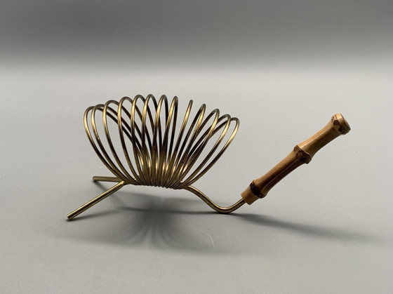 Image 1 of Vintage napkin holder bamboo handle for 12 napkins