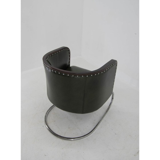 Image 1 of Vintage Bauhaus tubular armchair in green leather, 1920s