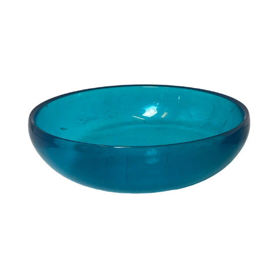 Image 1 of Miriam Mirri for Alessi - Bowl (two parts) / Salad or fruit bowl - Model ‘Super Love’ - Stainless steel with bright blue pastoc 