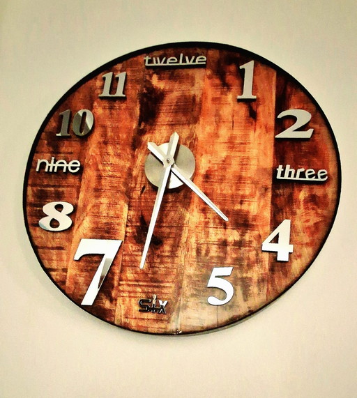 Epoxy Mangowood Clock Hands Of Mirror Glass