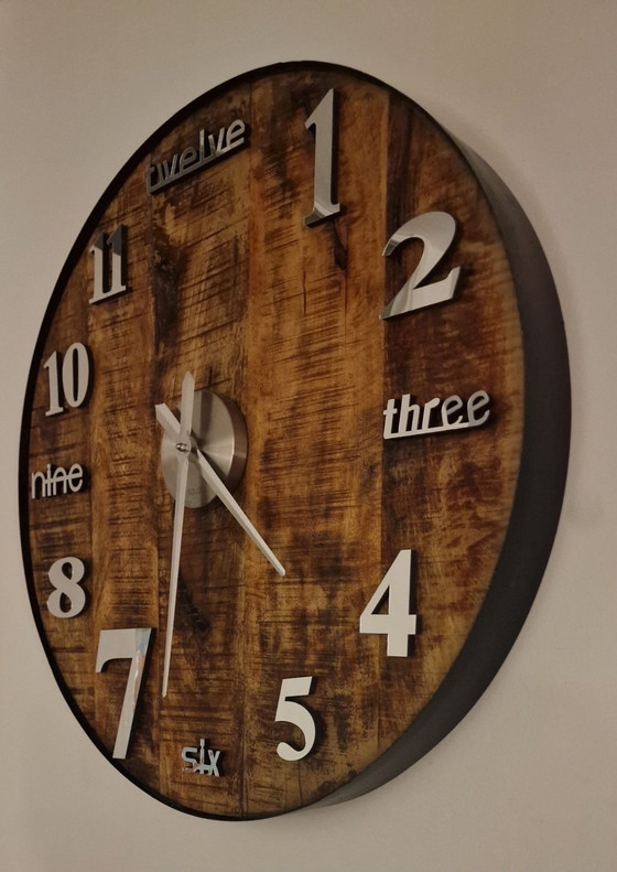 Image 1 of Epoxy Mangowood Clock Hands Of Mirror Glass