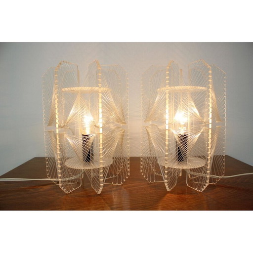 Coppia di lampade da tavolo vintage in plastica, Cecoslovacchia 1960
