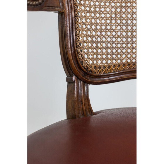 Image 1 of Pair of vintage "cabriolet" armchairs in walnut and canework, France 1760