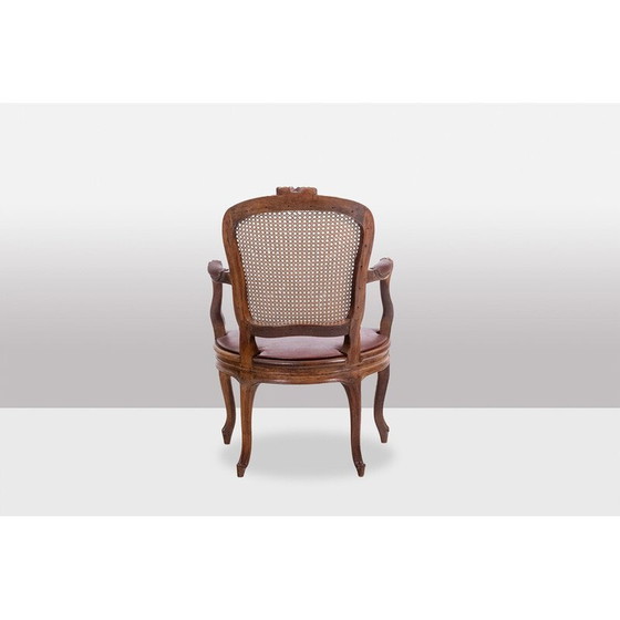 Image 1 of Pair of vintage "cabriolet" armchairs in walnut and canework, France 1760