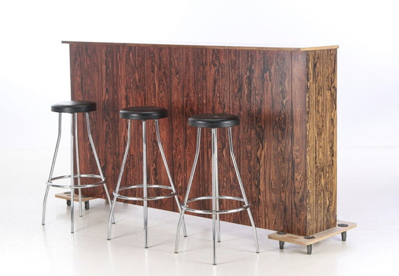 Image 1 of 1970'S Vintage Danish Design Bar-Cabinet With 3 Stools