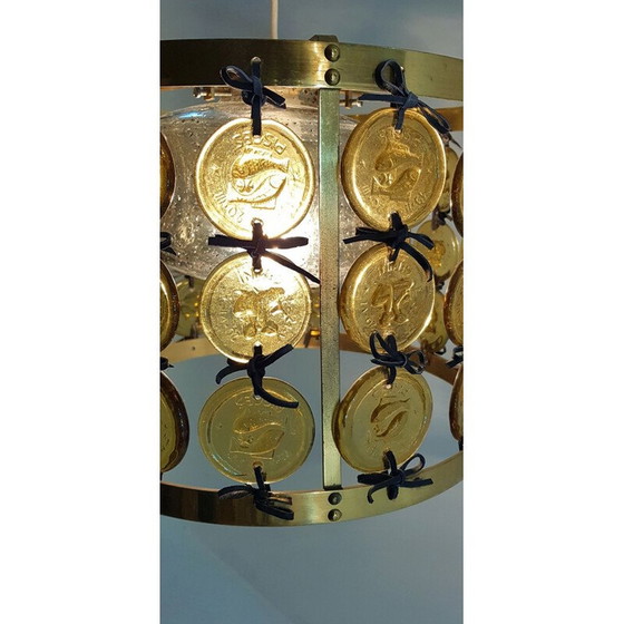 Image 1 of Vintage brass pendant by Erik Höglund for Kosta Boda, 1960.