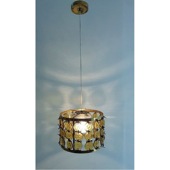 Image 1 of Vintage brass pendant by Erik Höglund for Kosta Boda, 1960.