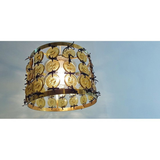 Image 1 of Vintage brass pendant by Erik Höglund for Kosta Boda, 1960.