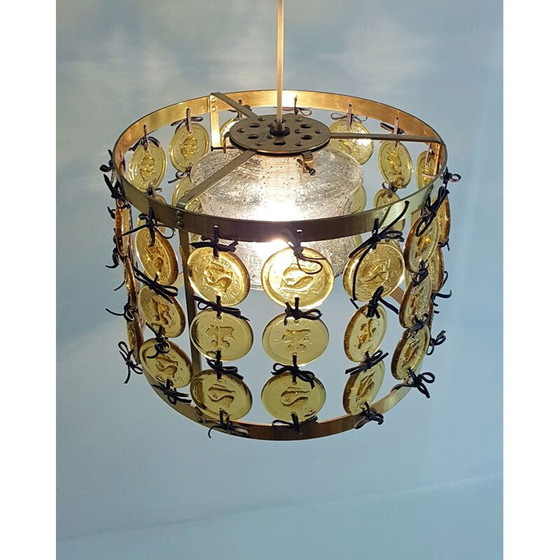 Image 1 of Vintage brass pendant by Erik Höglund for Kosta Boda, 1960.