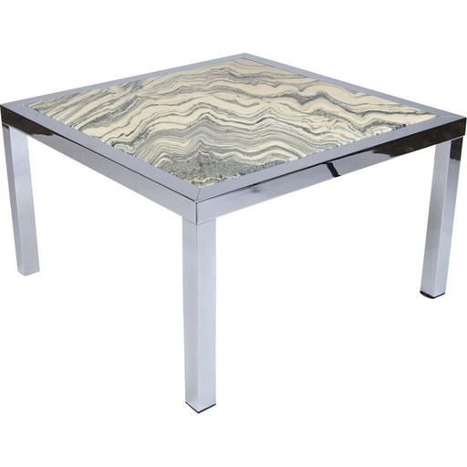 Vintage marble and chrome coffee table, 1970