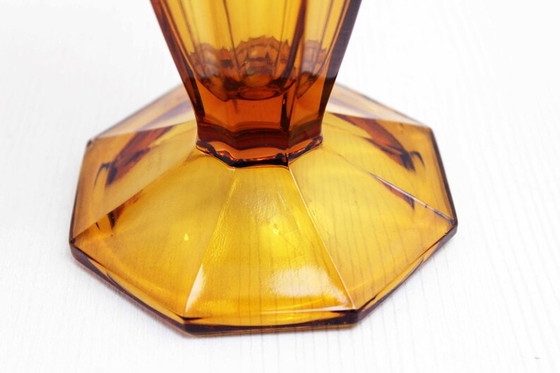 Image 1 of Art Deco amber glass vase 1930s