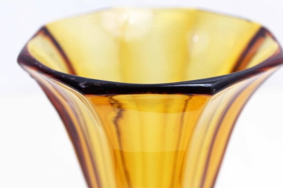 Image 1 of Art Deco amber glass vase 1930s