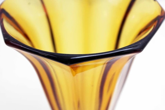 Image 1 of Art Deco amber glass vase 1930s