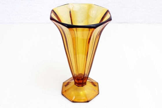 Image 1 of Art Deco amber glass vase 1930s