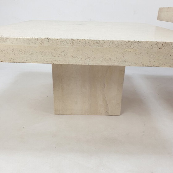 Image 1 of Set of 3 vintage travertine nesting tables, Italy 1980
