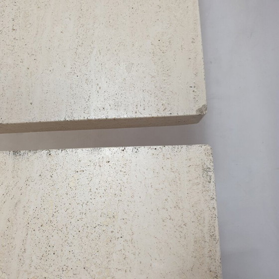 Image 1 of Set of 3 vintage travertine nesting tables, Italy 1980