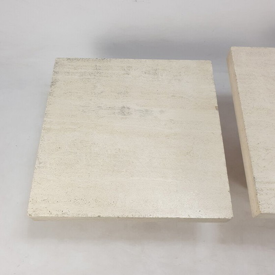 Image 1 of Set of 3 vintage travertine nesting tables, Italy 1980